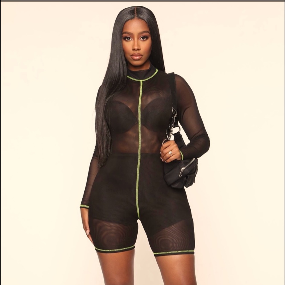 Fashion nova mesh romper/ jumpsuit size small NWT
